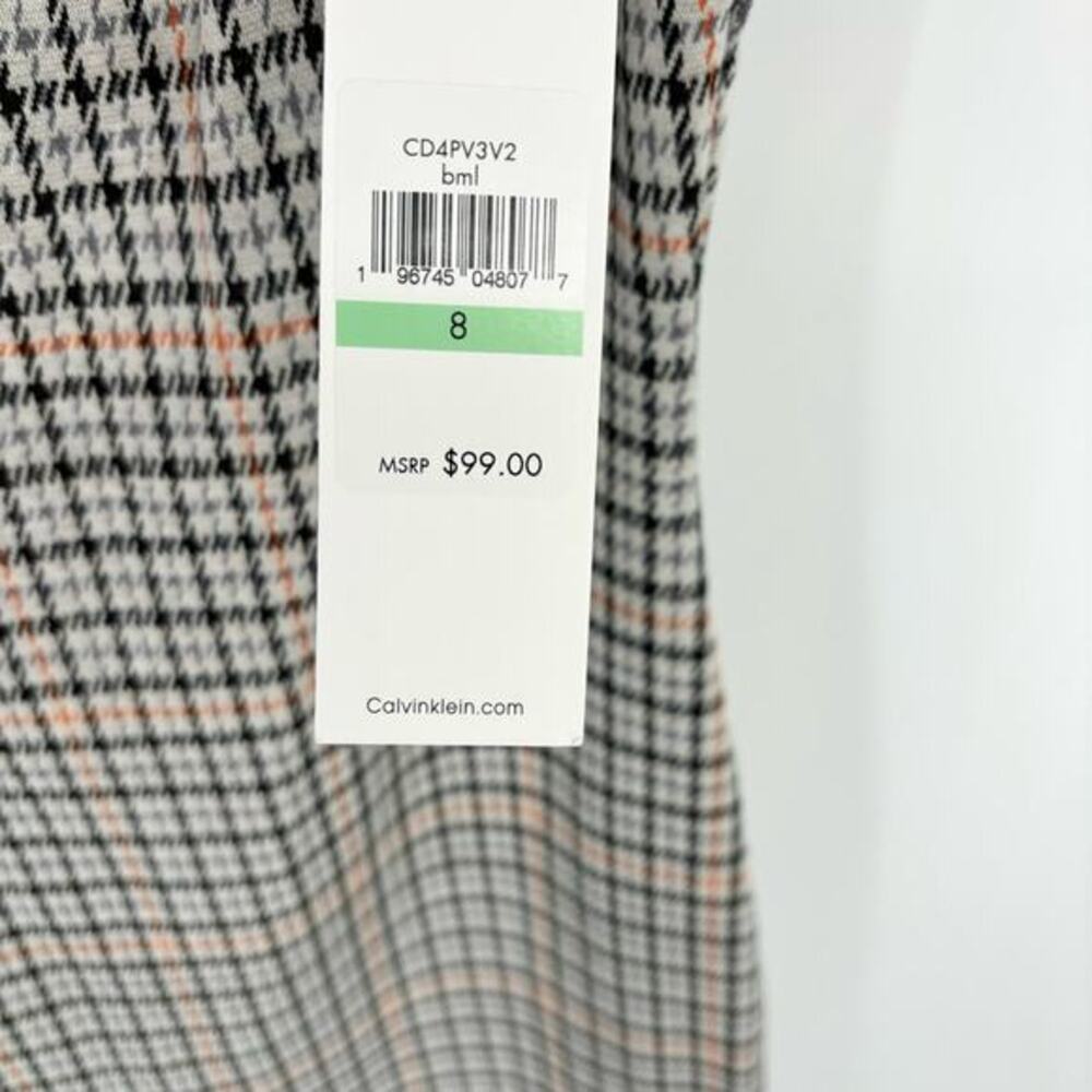 Calvin Klein Herringbone Check Print Short Sleeve Shirt Dress‎ Size 8 NWT - Picture 8 of 11